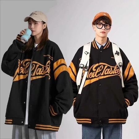 Unisex Retro Letter Printed Baseball Jacket